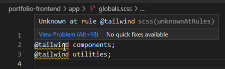 vscode error on line with tailwind annotation